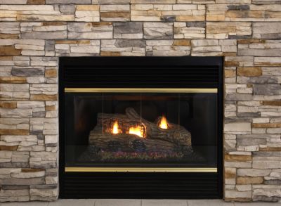 Stone Veneer Fireplace